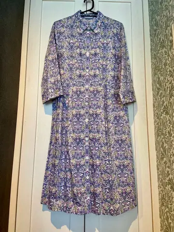 Savoir 리버티 꽃무늬 셔츠 원피스 7부 소매