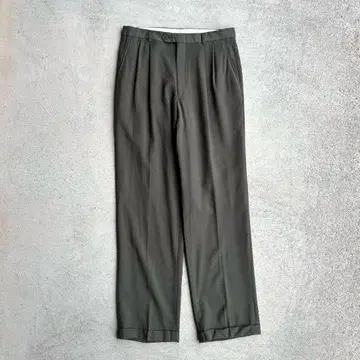 고급 90s 빈티지 구제 의류 2턱 울 슬랙스 카키 W31 L31