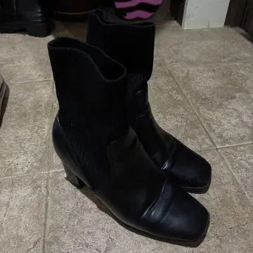 블랙 니트 부츠 힐 삭스 부츠 GRL