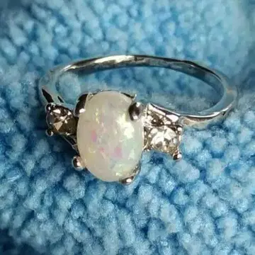 링 파이어 오팔 펄 화이트 & 다이아몬드