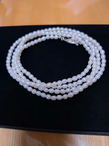 담수 진주 롱 목걸이 광택 강함 각인