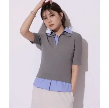 mystrada 반팔 셔츠 도킹 니트 그레이