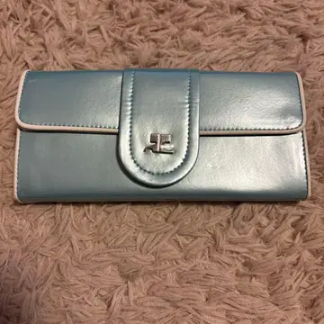 스카이블루 합성 피혁 장지갑