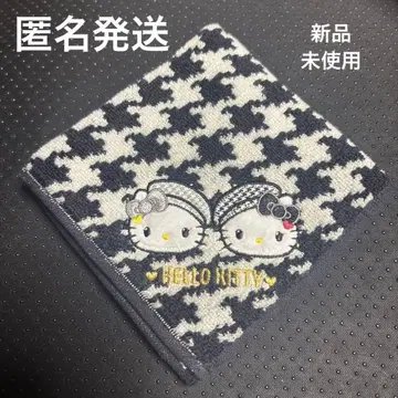 헬로키티 흑백 걸리시 쌍둥이 코디 손수건 하운드투스 패턴