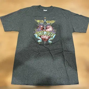 BON JOVI 라이브 T셔츠 다크 그레이 여성용 M