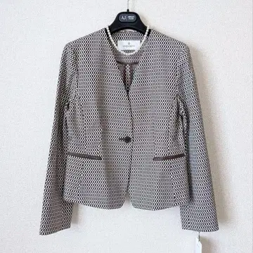 시착만 한 상품 모라비토 노카라 자켓 라메 브라운 화이트 38 M