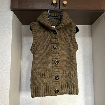 Bi Coastal 니트 베스트 카키 모 100% size Free