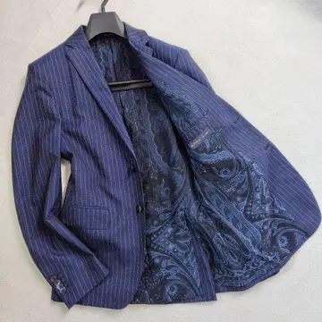 에트로 테일러드 자켓 페이즐리 올 패턴 총 안감 울 실크 스트라이프