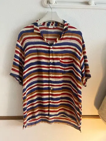 90s 엠포리오 아르마니 50s 스타일 보더 패턴 셔츠