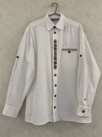 유로 빈티지 알파혼 티롤리안 셔츠 사이즈 M 면 린넨