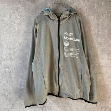 데상트 집업 자켓 저지 그레이 L 사이즈 후드 부착