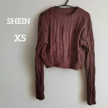 SHEIN 케이블 니트 [ XS ] 크롭 스웨터 브라운 여성용