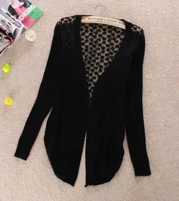 레이스 디테일 블랙 가디건