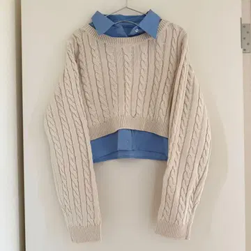 [ 새상품 미사용 택 포함 ] INGNI 숏 기장 셔츠 도킹 니트