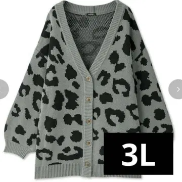 Avail 쇼코(Shoko) 레오파드 무늬 니트 가디건 3L 그레이