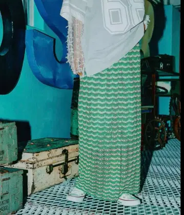 niko and - 나미나미 스캘럽 내로우 스커트 그린 M