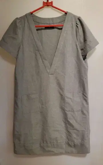 펠리시모 .fr 그레이 V넥 미니 원피스 반팔