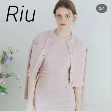 riu plaid tweed knit jacket r짱