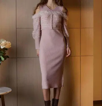 riu Tweed docking knit dress