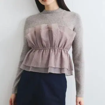 VIS 뷔스티에 도킹 니트 라이트 그레이 뷔스티에 핑크