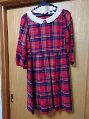 Bon mercerie 카라 부착 체크 원피스