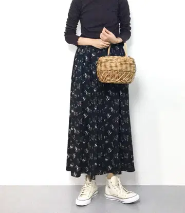 K09711 ) Spick & Span 플라워 프린트 맥시 개더 스커트