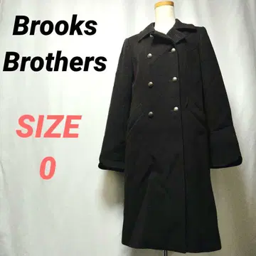 Brooks Brothers 롱 코트 더블 브레스트 로고 버튼 울
