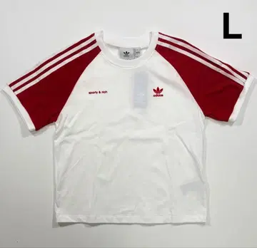 아디다스 x 스포티&리치 칼리지 T셔츠 화이트 레드 L