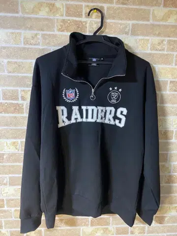 미사용 새상품 NFL 라스베이거스 레이더스 하프 지퍼 맨투맨 블랙