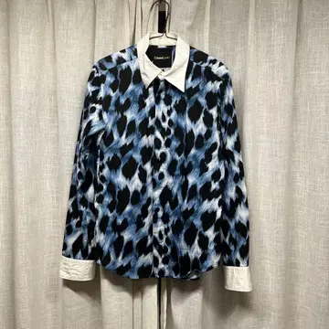드레스 캠프 블루 레오파드 무늬 긴팔 셔츠