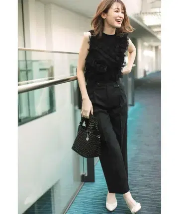 index 사이드 플랩 스트레치 와이드 팬츠