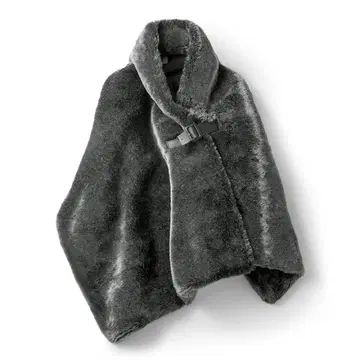 [칼도니도 엘리트] 리치 퍼 쇼울 블랙 겉옷 벨트 포함