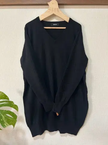 주카 울 실크 캐시미어 혼방 V넥 롱 니트