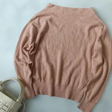 새상품급 라운지 드레스 라쿤 혼방 니트 보트넥 더스티 핑크