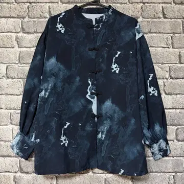 [ 새상품급 ] HARE 차이나 버튼 셔츠 블랙 블라우스 긴팔