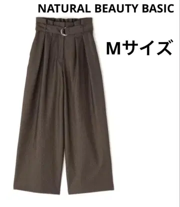 새상품급 NATURAL BEAUTY BASIC 벨트 와이드 팬츠 M