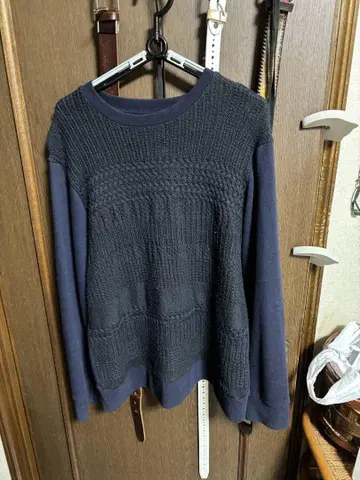 HOB 네이비 뜨개질 무늬 긴팔 맨투맨