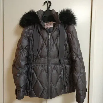 Juicy Couture 프릴 장식 다운 자켓 짙은 그레이 L