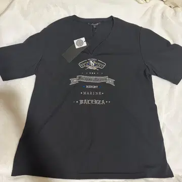 VALENZA 블랙 V넥 티셔츠 40