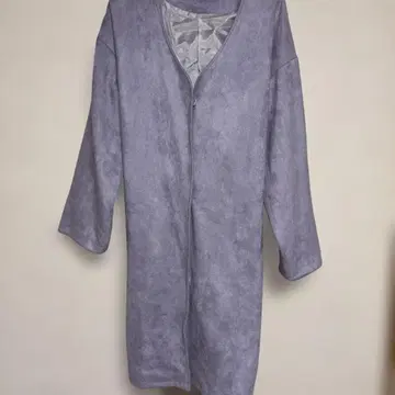 미사용품 연보라 스웨이드풍 롱 코트 F 사이즈