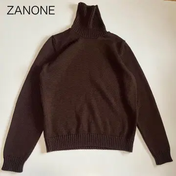 새상품급 [ 자노네 ] 터틀넥 니트 스웨터 브라운 이탈리아제 48 L