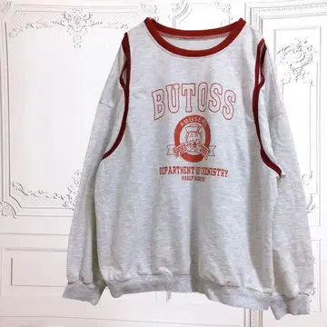 트레이닝복/맨투맨 빅 로고 [ F ] 그레이 레드 오버 사이즈