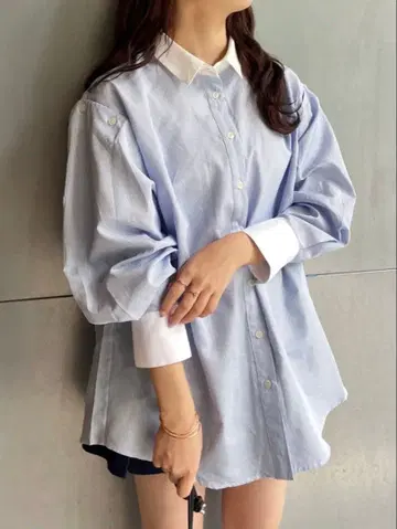 [ NICE CLAUP ] 스트라이프 셔츠 블루