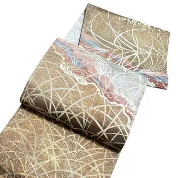 A 27 후쿠로 오비 육통 패턴 금은사 억새 기모노