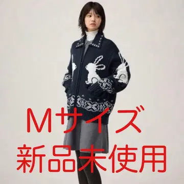 GU rokh 풀 집업 니트 자켓 네이비 M 사이즈 미사용 새상품