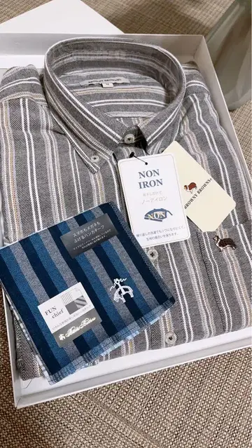 논아이론 스트라이프 긴팔 셔츠