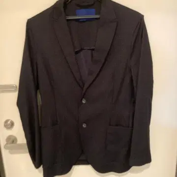 N.Inde 다크 네이비 체크 무늬 테일러드 자켓