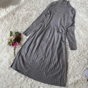 [메종 드 파피용] 그레이 터틀넥 롱 원피스 루즈핏 (M)