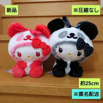 새상품 팬더 헬로키티 텍스타일 리본 BIG 봉제 인형 2개