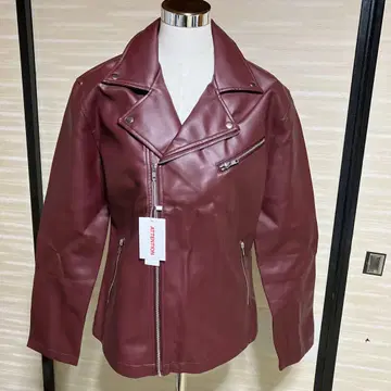 버건디 더블 라이더 자켓